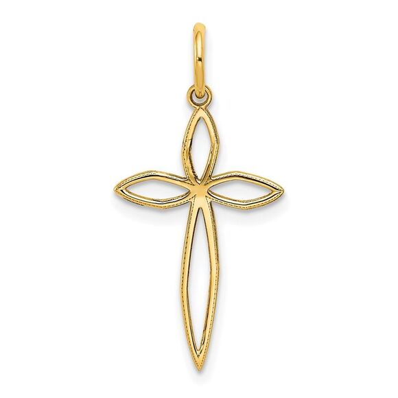Kazi Luxury 14k Yellow Gold Laser Designed Passion Cross Charm